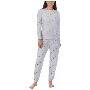 Disney Woman's 2 Piece Silky Stretch Fleece Pajama Set Mickey & Minnie